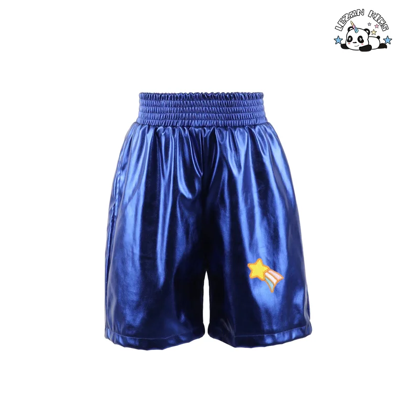 LEZONKIDS - Explosão de Novo Produto Adesivo Metálico Brilhante Garotas em Shorts de Spandex Fotos Shorts de Garotas
